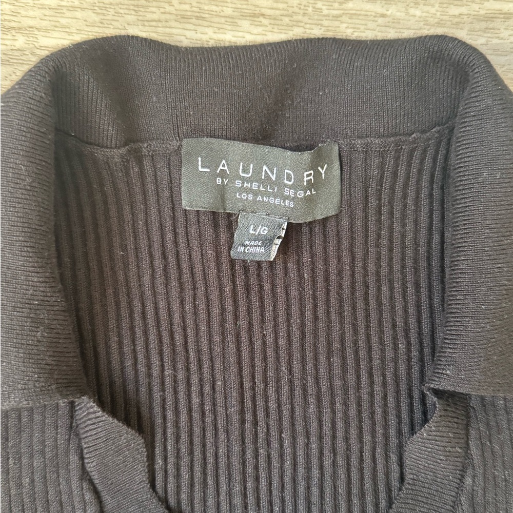 Laundry By Shelli Segal Charcoal‎ Ribbed Knit Top - Picture 3 of 4
